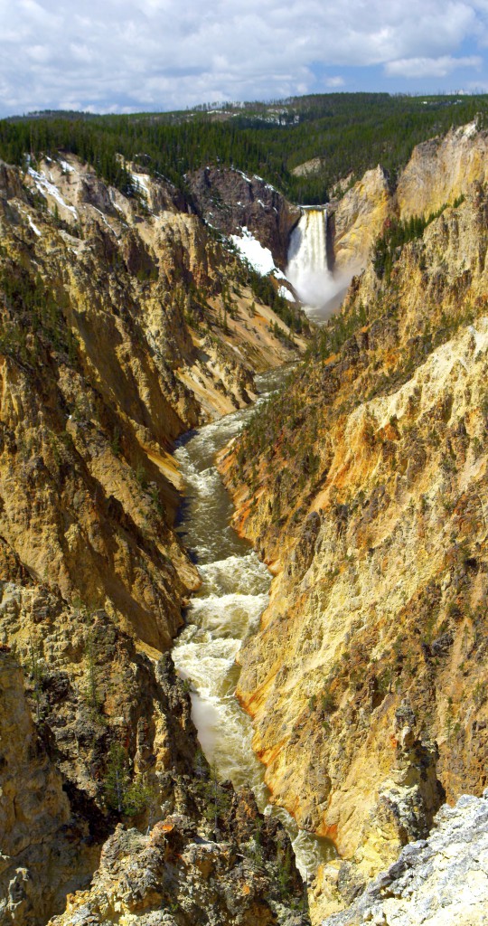 The waterfalls in Yellowstone were videographer Mike Dreesman's first experiments with shooting vertical footage using the RED Epic video camera. Even though he didn't he didn't have the right equipment, he still gave it a shot because "the different waterfalls cry out" for that kind of experimentation. 