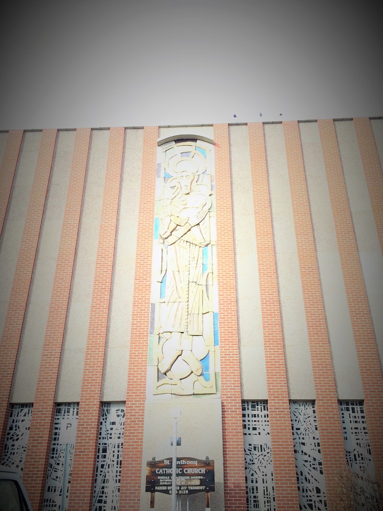 Church architects embraced modernism, but recognized the importance of visual arts in Catholic tradition, leading to interesting mash-ups of styles, like St. Anthony's Church in Missoula. Built 1962.